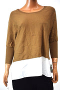 Style&Co Women Dolman Brown Chiffon Hem Layered Look Poncho Sweater Top L