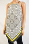 Alfani Women's Halter Chain Neck Multi Printed Asymmetric Hem Blouse Top Plus 2X