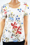 Karen Scott Women Short Sleeve Scoop Neck White Floral T-Shirt Blouse Top M