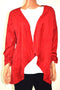 NY Collection Women's Red Open Front Suede Draped Cardigan Shrug L