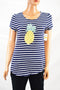 Charter Club Women's Blue Striped Embroidered-Beaded T-Shirt Blouse Top S