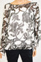 Alfani Women's Bell Sleeve Boat-Neck White Printed Bubble Hem Blouse Top Plus 1X