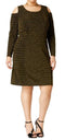 NY Collection Women's Gold Metallic Cold-Shoulder Sheath Tunic Dress Plus 3X