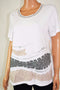 Alfred Dunner Women Short Sleeves White Embellished Applique Border Blouse Top S