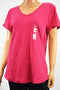 Style&Co Women Short Sleeves Stretch Cotton Purple T-shirt Blouse Top L