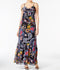 New ECI Women's V-Neck Spaghetti Strap Multi Floral-Printed Ruffled Maxi Dress L