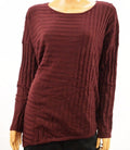 INC Concepts Women's Red Striped Asymmetrical Tunic Sweater Top M