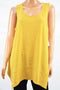 Style&Co Women Sleeveless Stretch Gold Stripe Handkerchief Tunic Blouse Top L