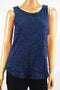 Charter Club Women's Scoop-Neck Sleeveless Blue Floral-Lace Tank Blouse Top S
