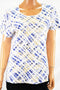 Karen Scott Women Short Sleeve Scoop Neck Blue Printed T-Shirt Blouse Top L