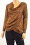 INC Concepts Women's Bronze Draped Metallic Cowl-Neck Sweater Top S
