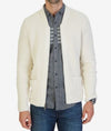 Nautica Mens Long Sleeve Shawl Collar Full Zip White Pocketed Cardigan Sweater S