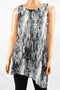 Joseph A Women Crew Neck Sleeveless Gray Printed Asymmetric Tunic Blouse Top S