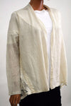 Style&Co Women's Stretch Ivory Open-Front Lace Inset Sheer Cardigan Shrug Top L