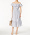 Grace Elements Women's Blue Stripe Belted Off-The-Shoulder Peasant Midi Dress XL