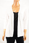 Charter Club Women 3/4 Sleeves White Open Front Knitted Cardigan Shrug Top S