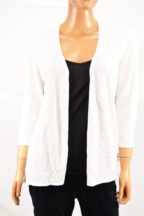 Charter Club Women 3/4 Sleeves White Open Front Knitted Cardigan Shrug Top S