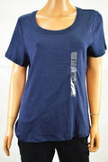 Charter Club Women's Scoop-Neck Short Sleeve Cotton Blue T-Shirt Blouse Top XL