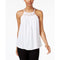 Cable & Gauge Women's Cotton White Solid Crochet-Detail Halter Blouse Top M