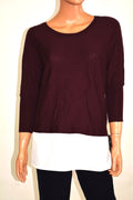 Style&Co Women's Dolman Purple Chiffon-Hem Knit Poncho Sweater Top L