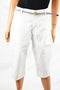 Lee Women's Stretch White Mid-Rise Striped-Belted Skimmer Capri Denim Jeans 18 M
