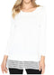 Calvin Klein Womens Crew Neck 3/4 Slv White Mesh-Hem Layered-Look Sweater Top XS