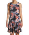CeCe Women Sleeveless Stretch Multi Floral Handkerchief Hem Fit & Flare Dress S