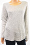 Catherine Malandrino Women's Gray Sequined Sheer Shirt tail-Hem Sweater Top XL
