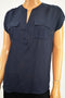 INC Concepts Women Dolman Sleeve Split Nk Blue Mixed Media Utility Blouse Top M