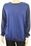New Calvin Klein Men's Crew Neck Long Sleeve Blue Patterned Pullover Sweater XL