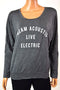 William Rast Women's Scoop Neck Long Sleeve Gray Graphic Sweatshirt Blouse Top L