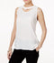 Cable&Gauge Women Sleeveless Stretch White Cut-Out Hi-Low Blouse Top M