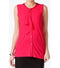 August Silk Womens Sleeveless Pink Button-Front Chiffon-Overlay Blouse Top L
