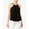 Cable & Gauge Women's Cotton Black Solid Crochet-Detail Halter Blouse Top S