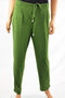 Grace Elements Women's Stretch Green Relaxed Fit Drawstring Studio Casual Pant L